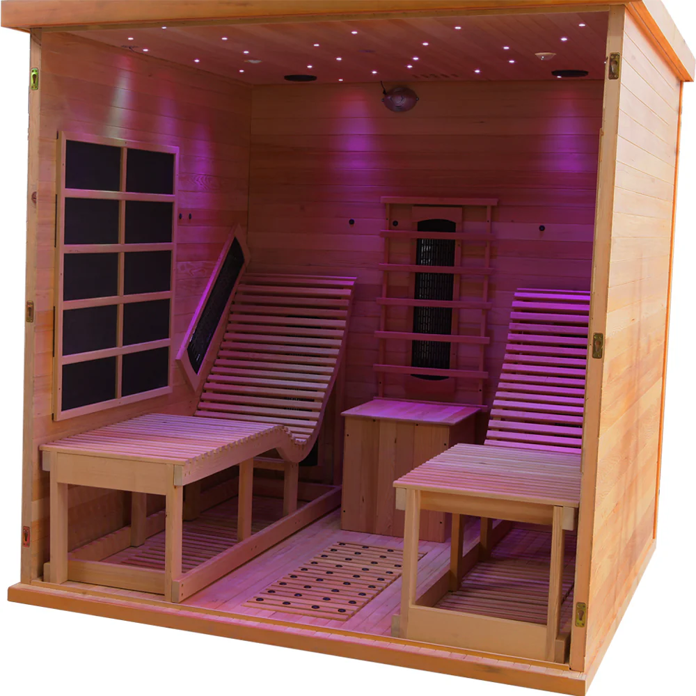 Twin-Lounger Red Cedar Infrared Sauna with Circular Windows CSA-955 reference view 3