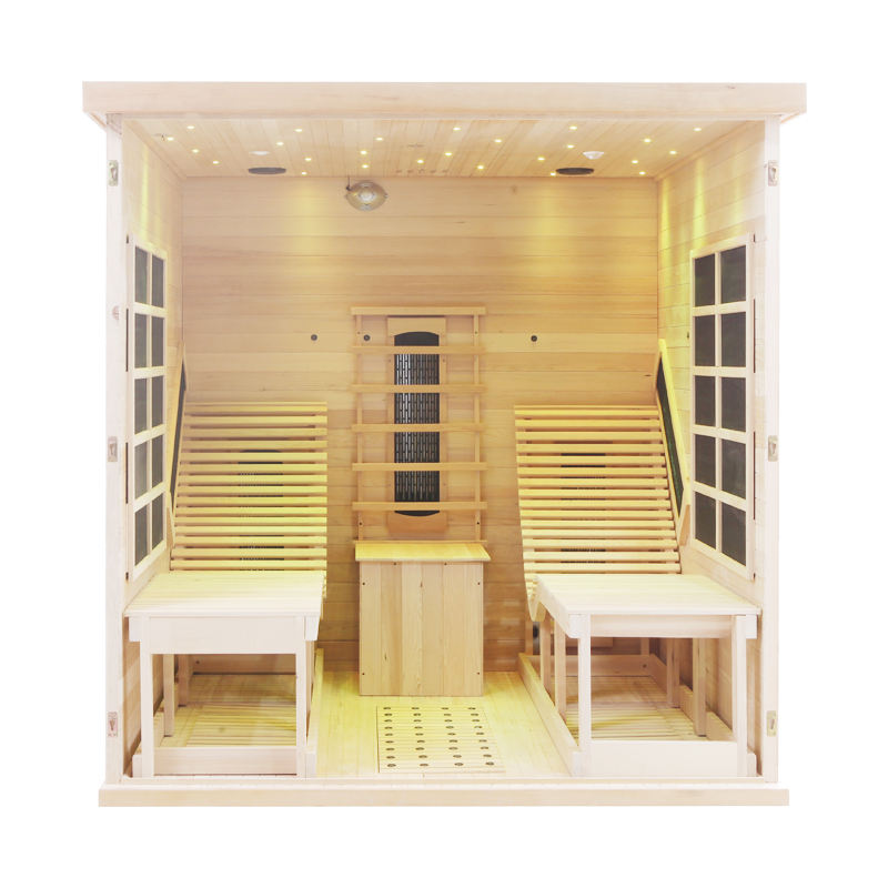 Twin-Lounger Red Cedar Infrared Sauna with Circular Windows CSA-955 reference view 4