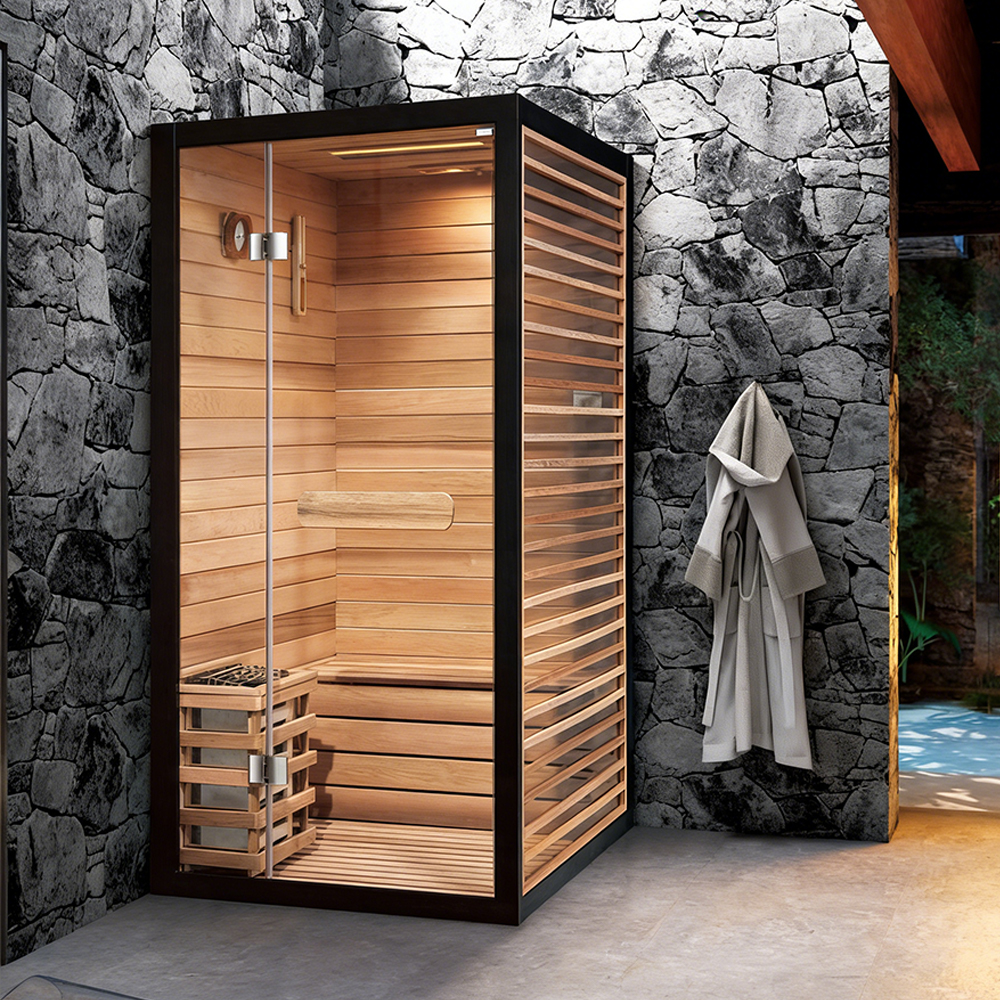 One-Person Glass-Side Traditional Sauna with Stone Heater product image