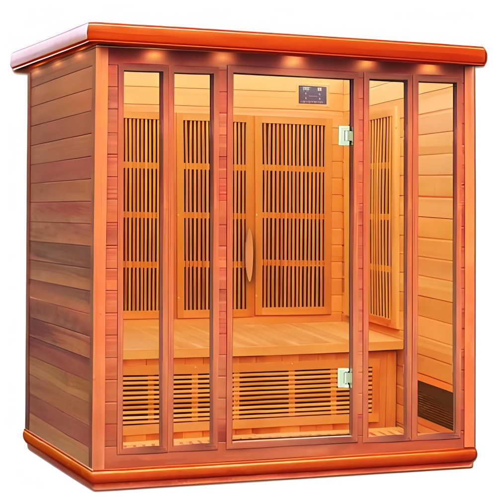 Four-Seat Cedar Infrared Cabin with Symmetrical Glass Facade product image