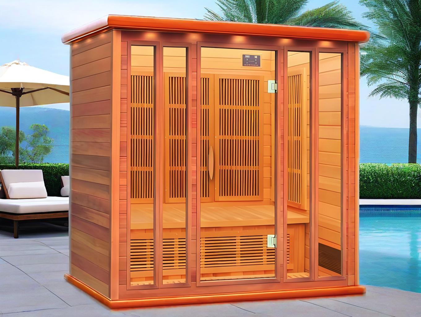Four-Seat Cedar Infrared Cabin with Symmetrical Glass Facade CSA-959 reference view 4