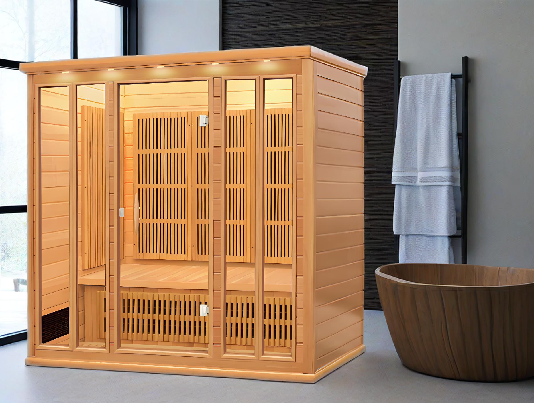 Four-Seat Cedar Infrared Cabin with Symmetrical Glass Facade CSA-959 reference view 6