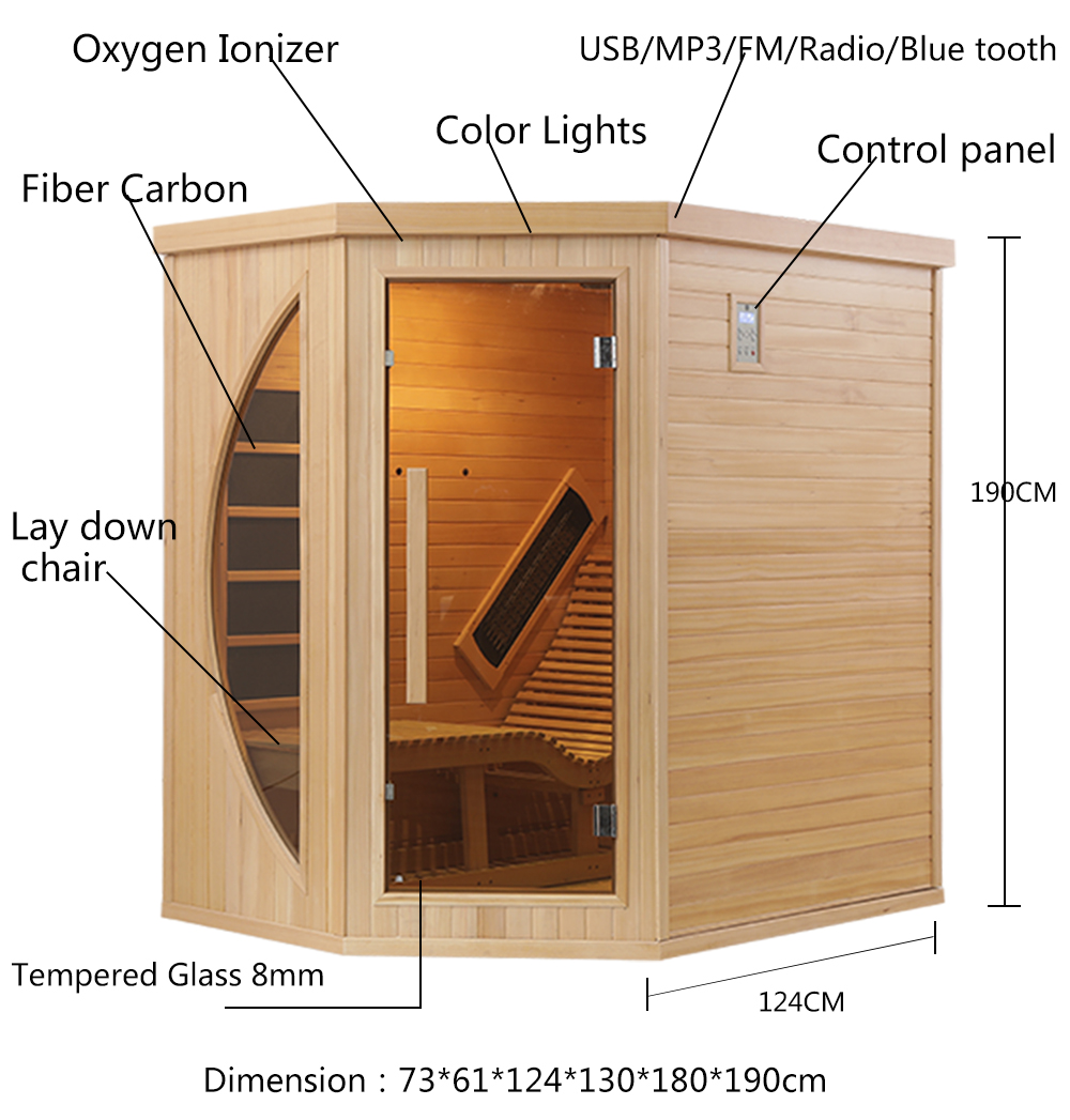 Reclined-Seat Corner Infrared Sauna with Curved Window CSA-960 reference view 3