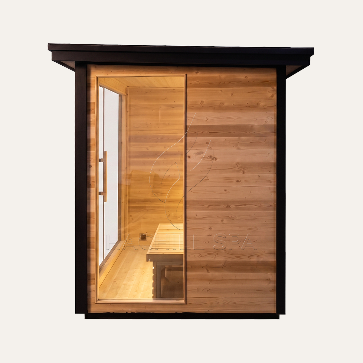 Thermowood Flat-Roof Sauna with Illuminated Tier Benches CSA-961 reference view 2