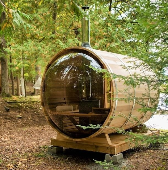 Circular Panorama Barrel Sauna with Electric Stone Heater product image