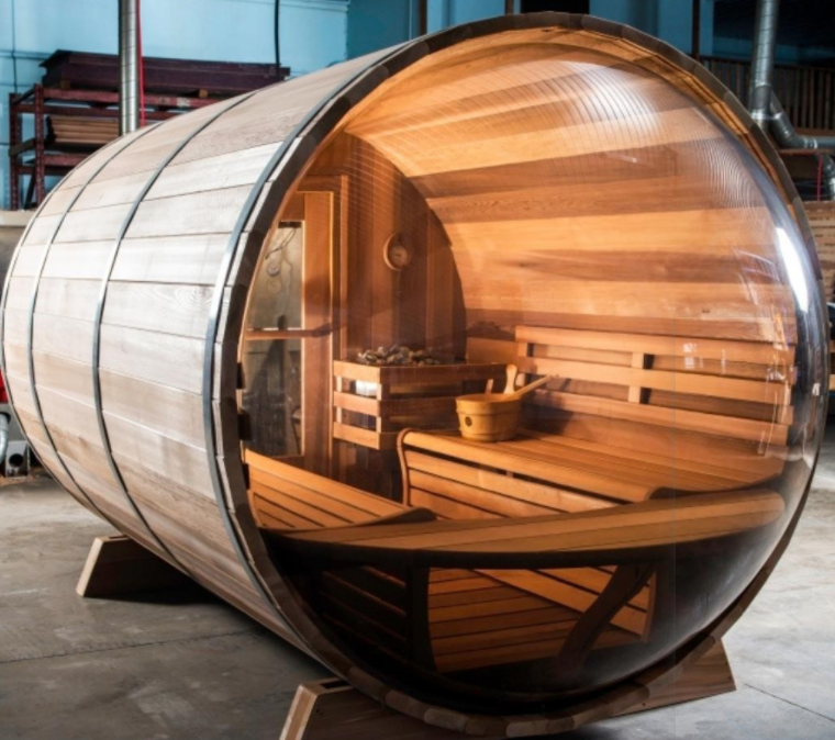 Circular Panorama Barrel Sauna with Electric Stone Heater CSA-963 reference view 4