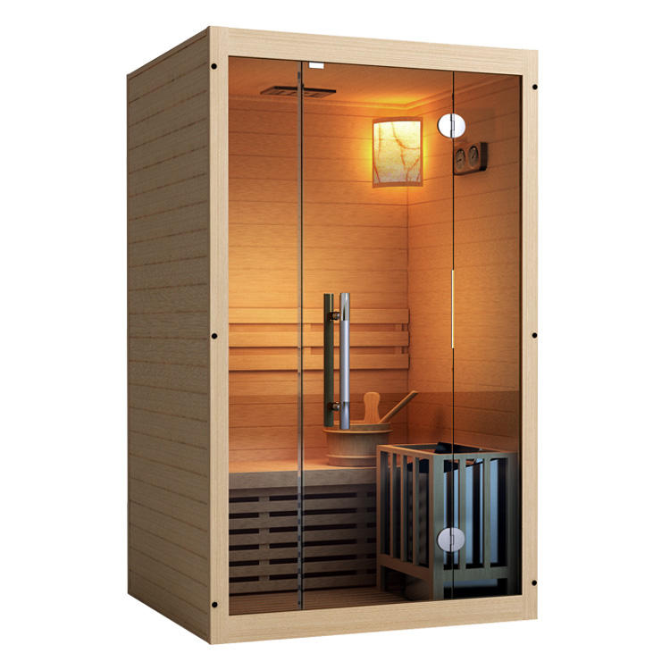 Compact Glass-Front Traditional Sauna with Corner Heater product image
