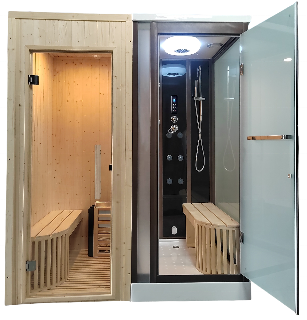 Sauna and Shower Combination Room with Dual Glass Doors product image