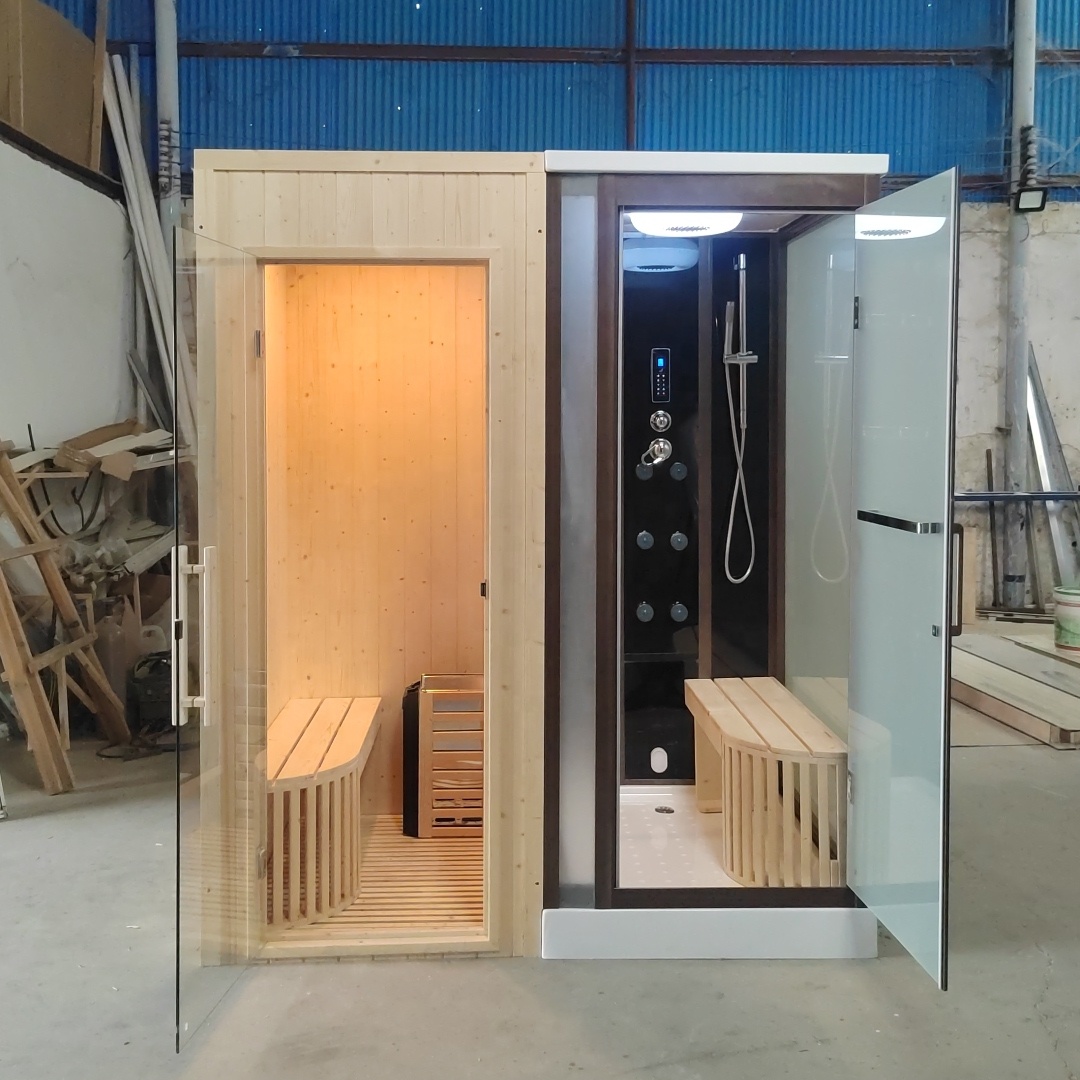 Sauna and Shower Combination Room with Dual Glass Doors CSA-967 reference view 2