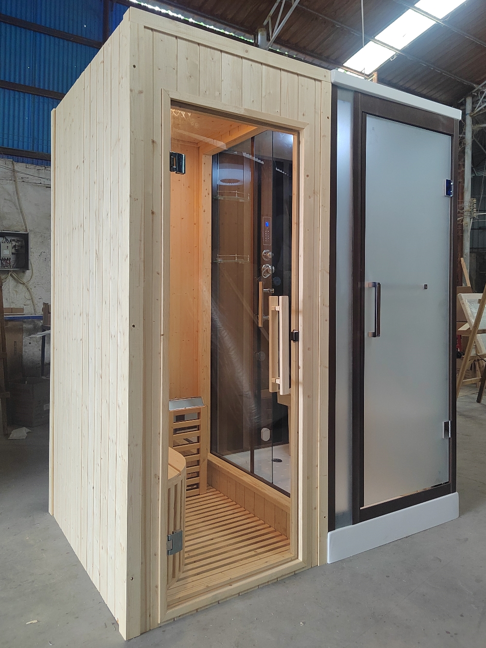Sauna and Shower Combination Room with Dual Glass Doors CSA-967 reference view 4
