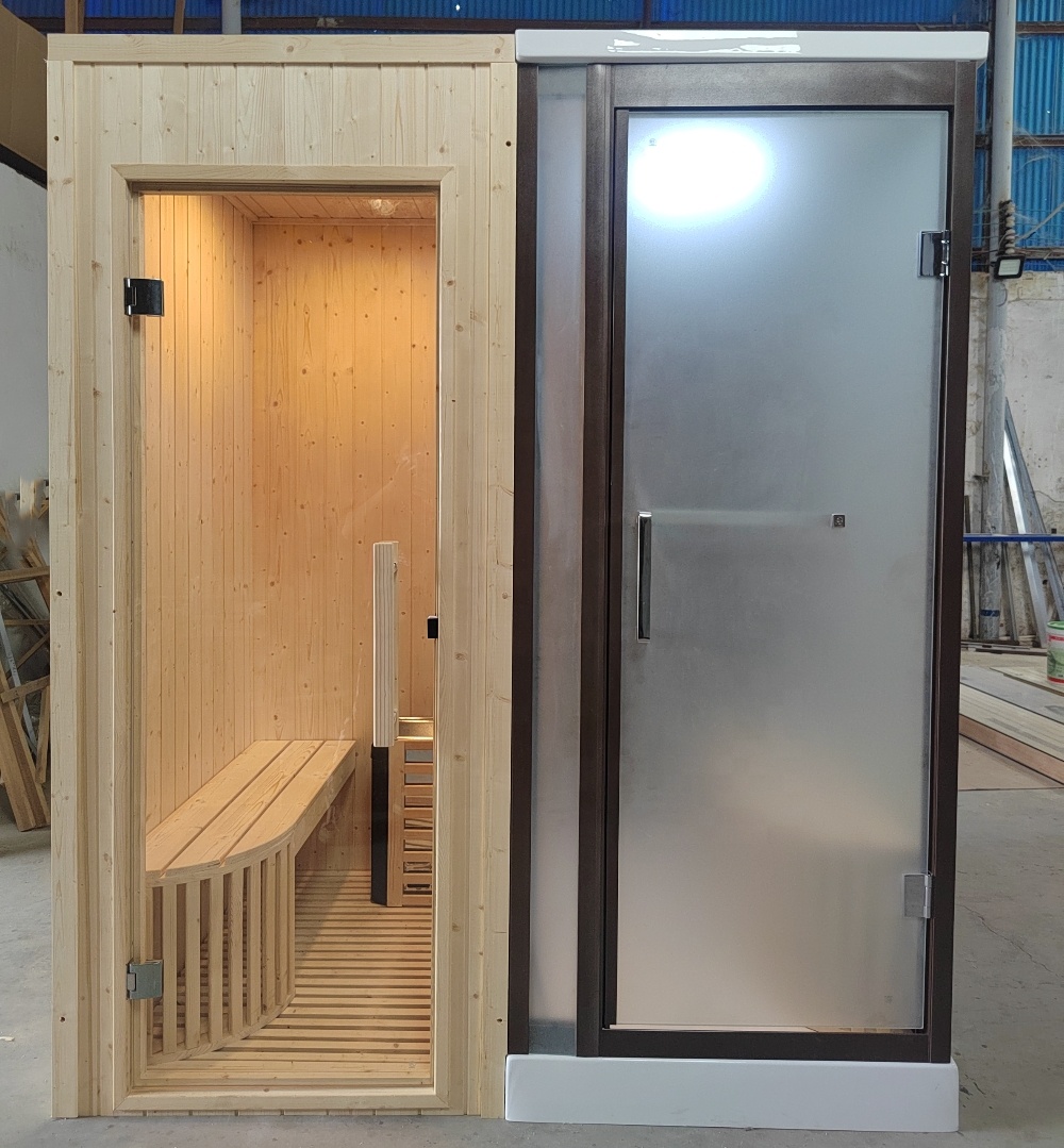 Sauna and Shower Combination Room with Dual Glass Doors CSA-967 reference view 5