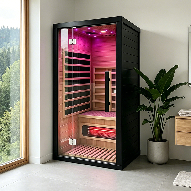 Black Hybrid Infrared Sauna with Red-Light Ceiling product image