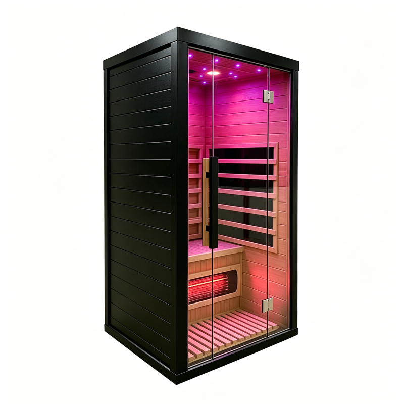 Black Hybrid Infrared Sauna with Red-Light Ceiling CSA-968 reference view 2