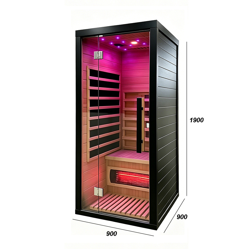 Black Hybrid Infrared Sauna with Red-Light Ceiling CSA-968 reference view 3