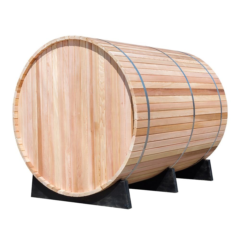 Cedar Barrel Sauna with Porch and Configurable Front CSA-969 reference view 2