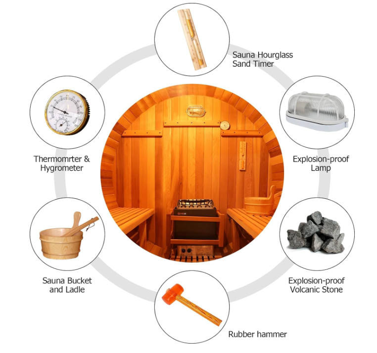 Cedar Barrel Sauna with Porch and Configurable Front CSA-969 reference view 5