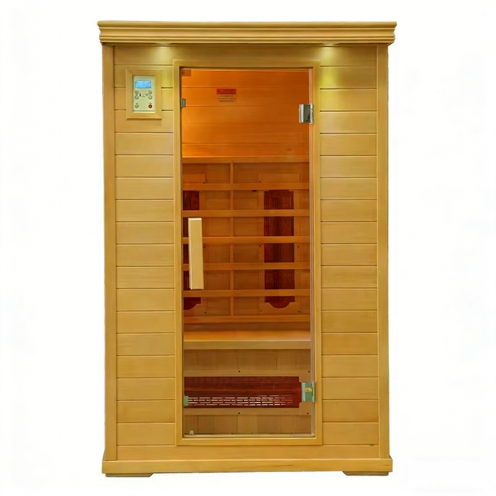Two-Person Hemlock Infrared Sauna with Full-Glass Door product image