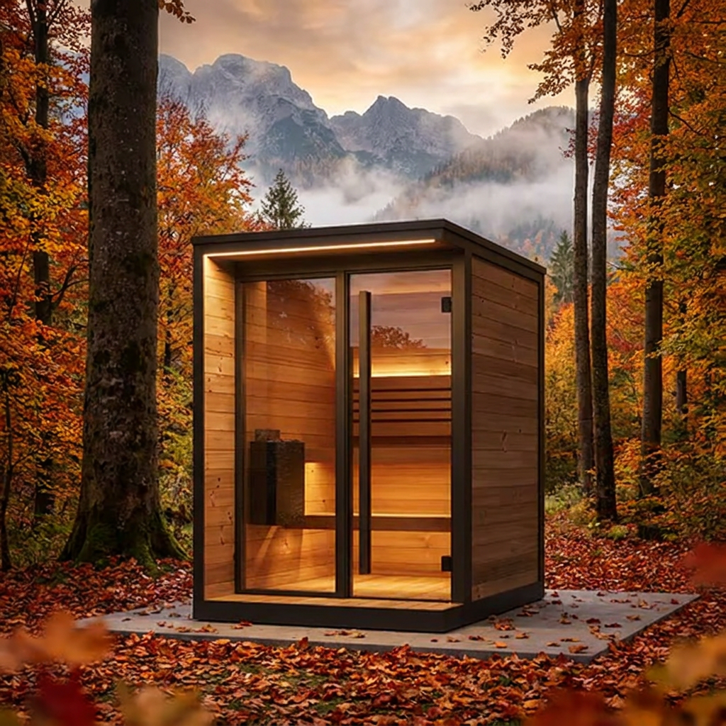 Nordic Pine Glass-Front Outdoor Sauna with Flat Roof CSA-975 reference view 3