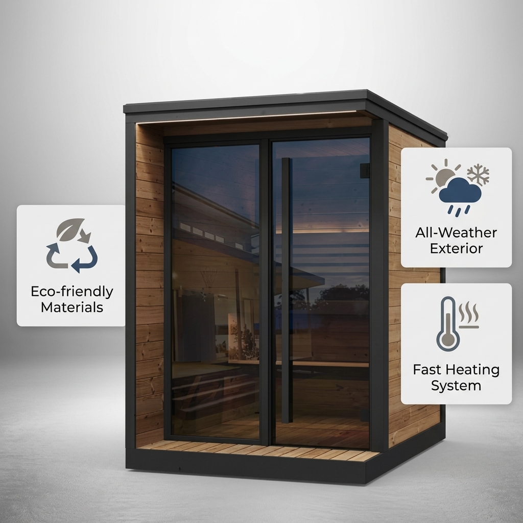 Nordic Pine Glass-Front Outdoor Sauna with Flat Roof CSA-975 reference view 4