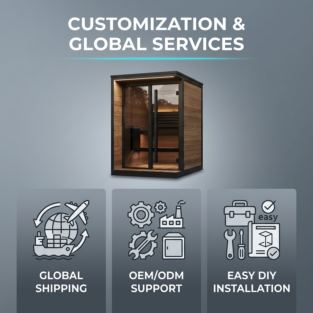 Nordic Pine Glass-Front Outdoor Sauna with Flat Roof CSA-975 reference view 5