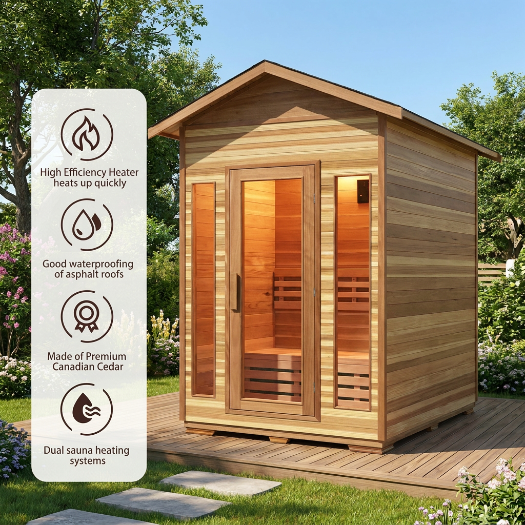Compact Cedar Garden Sauna with Gable Roof CSA-977 reference view 2