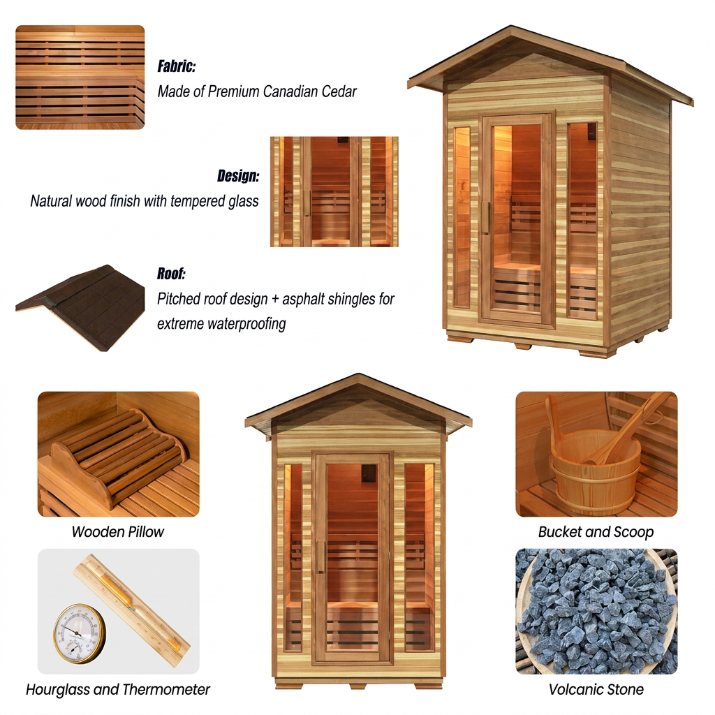 Compact Cedar Garden Sauna with Gable Roof CSA-977 reference view 4