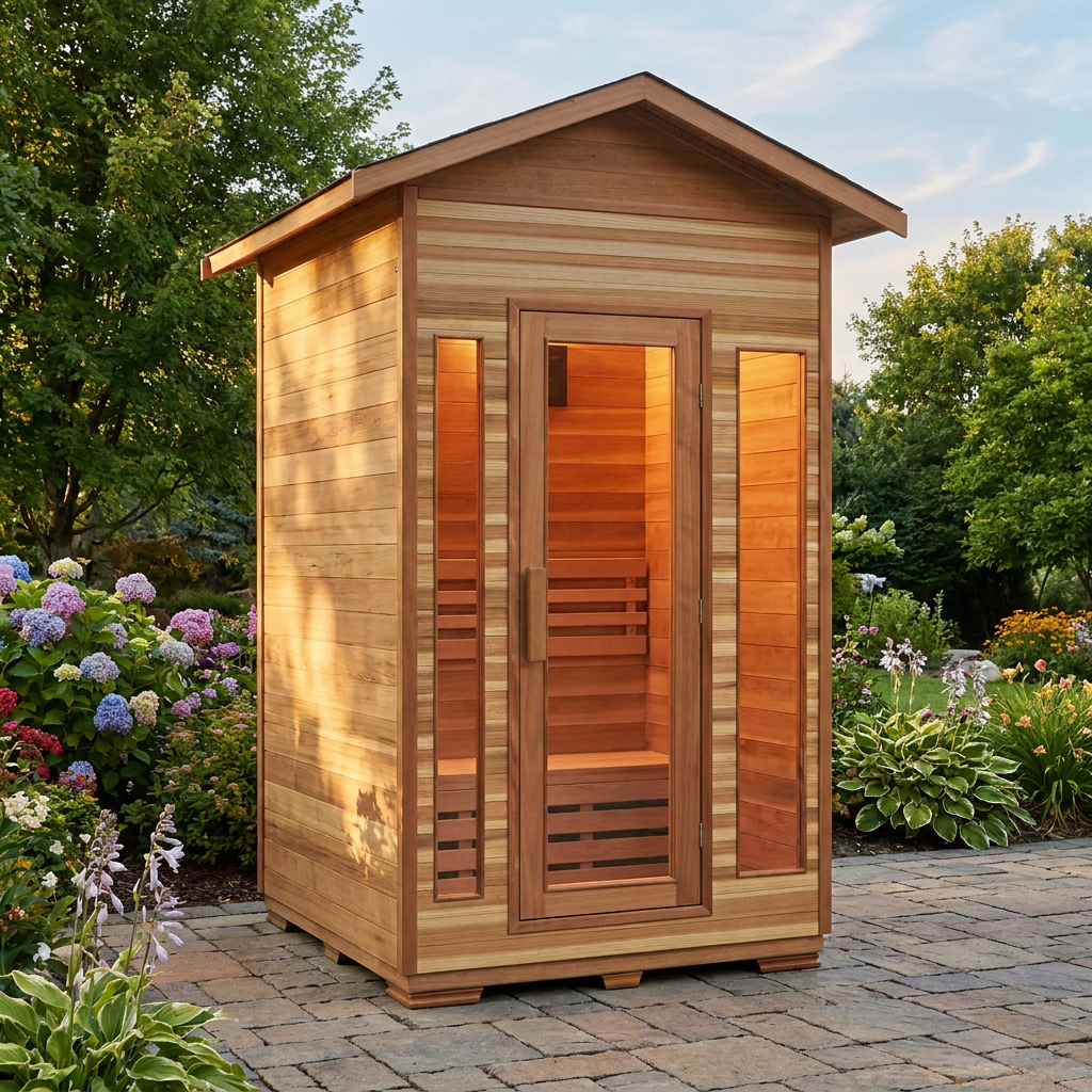 Compact Cedar Garden Sauna with Gable Roof CSA-977 reference view 5