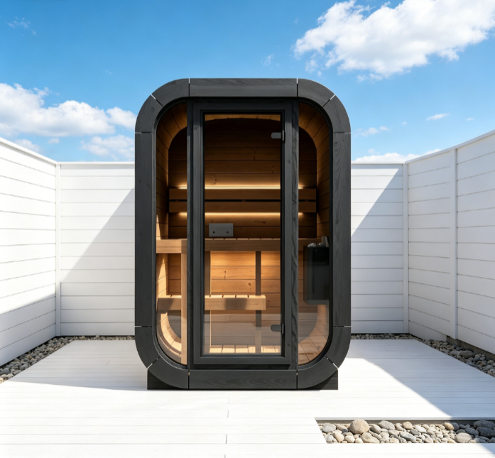 Single-Person Rounded Outdoor Sauna Pod with Glass Door product image