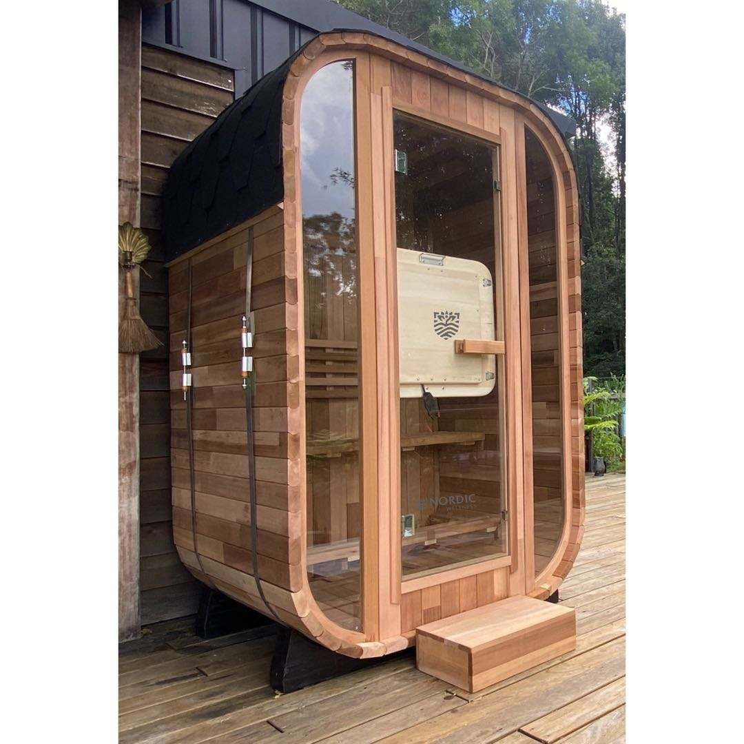 Single-Person Rounded Outdoor Sauna Pod with Glass Door CSA-978 reference view 2