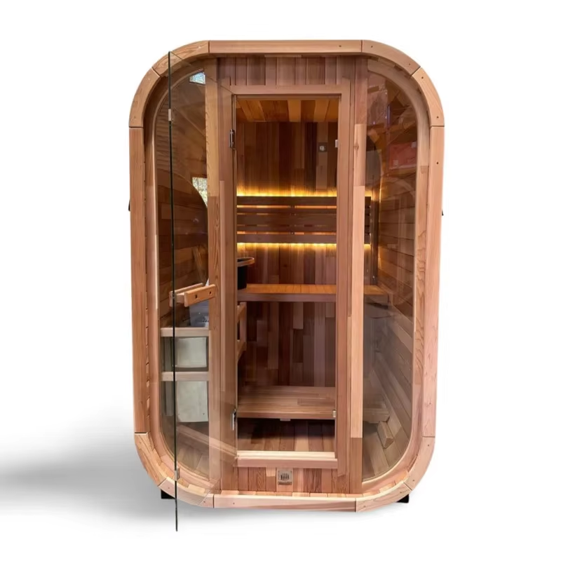 Single-Person Rounded Outdoor Sauna Pod with Glass Door CSA-978 reference view 3