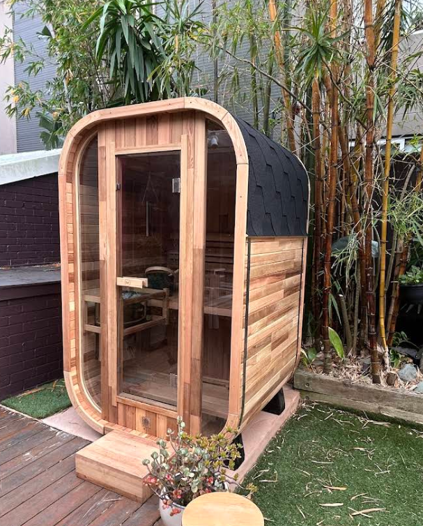 Single-Person Rounded Outdoor Sauna Pod with Glass Door CSA-978 reference view 4