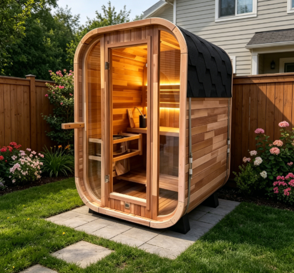 Single-Person Rounded Outdoor Sauna Pod with Glass Door CSA-978 reference view 6