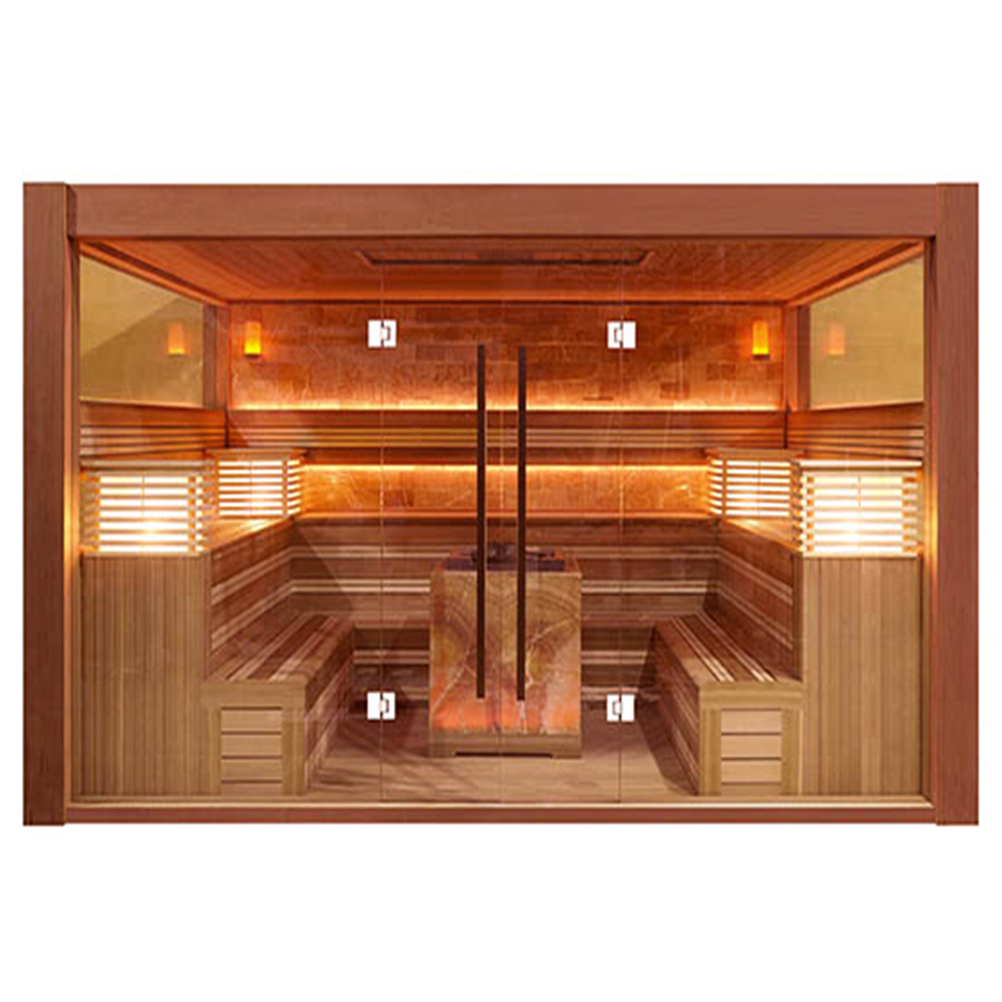 Commercial Salt-Wall Sauna with Full-Width Glass Front product image