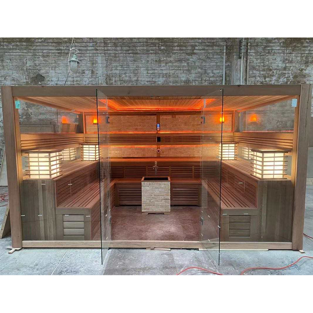Commercial Salt-Wall Sauna with Full-Width Glass Front CSA-982 reference view 2
