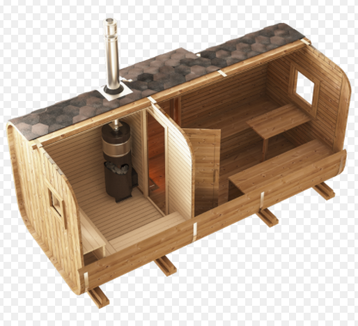 Wood-Burning Barrel Sauna with Entry Vestibule product image