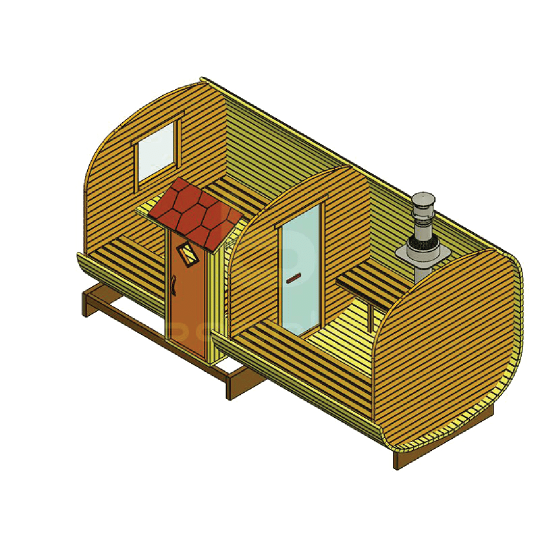 Wood-Burning Barrel Sauna with Entry Vestibule CSA-983 reference view 3