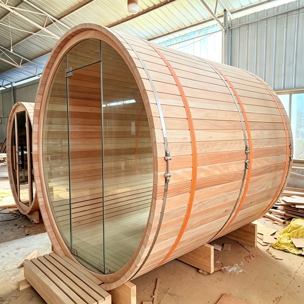 Red Cedar Barrel Sauna with Panoramic Rear Glass CSA-984 reference view 4