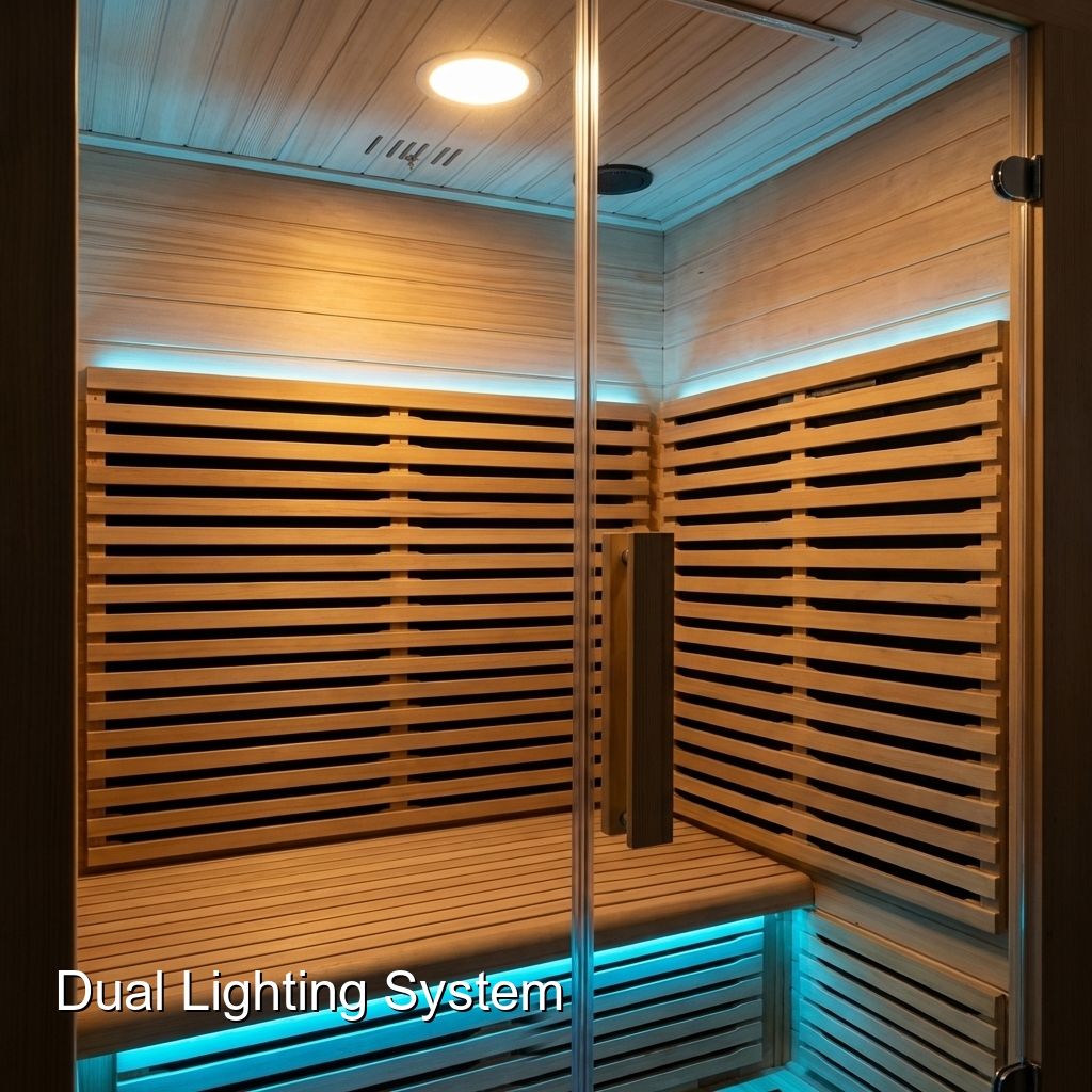 Single-Person Hemlock Infrared Sauna with Full-Glass Door and Dual Lighting CSA-985 reference view 4