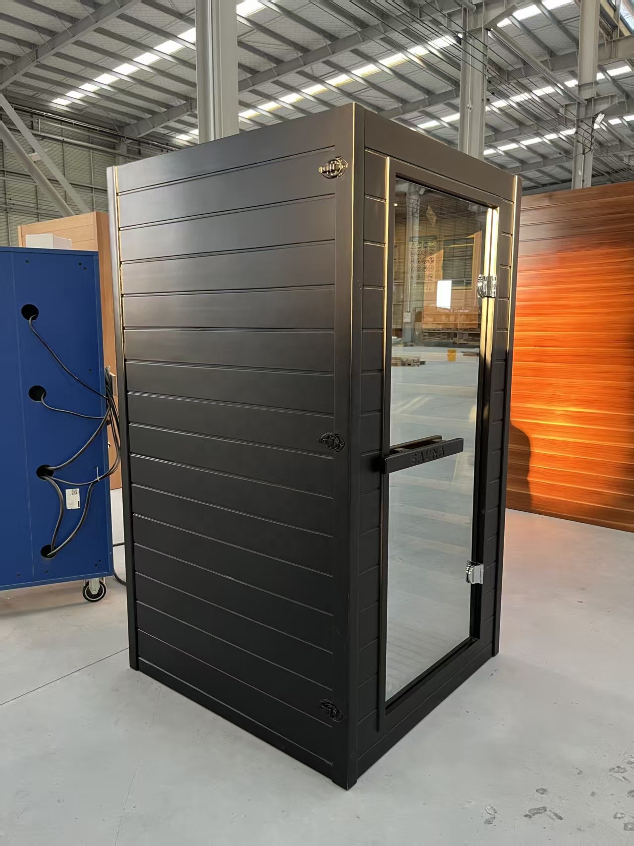 Black Single-Person Infrared Sauna Pod with Red Light Panel CSA-986 reference view 2