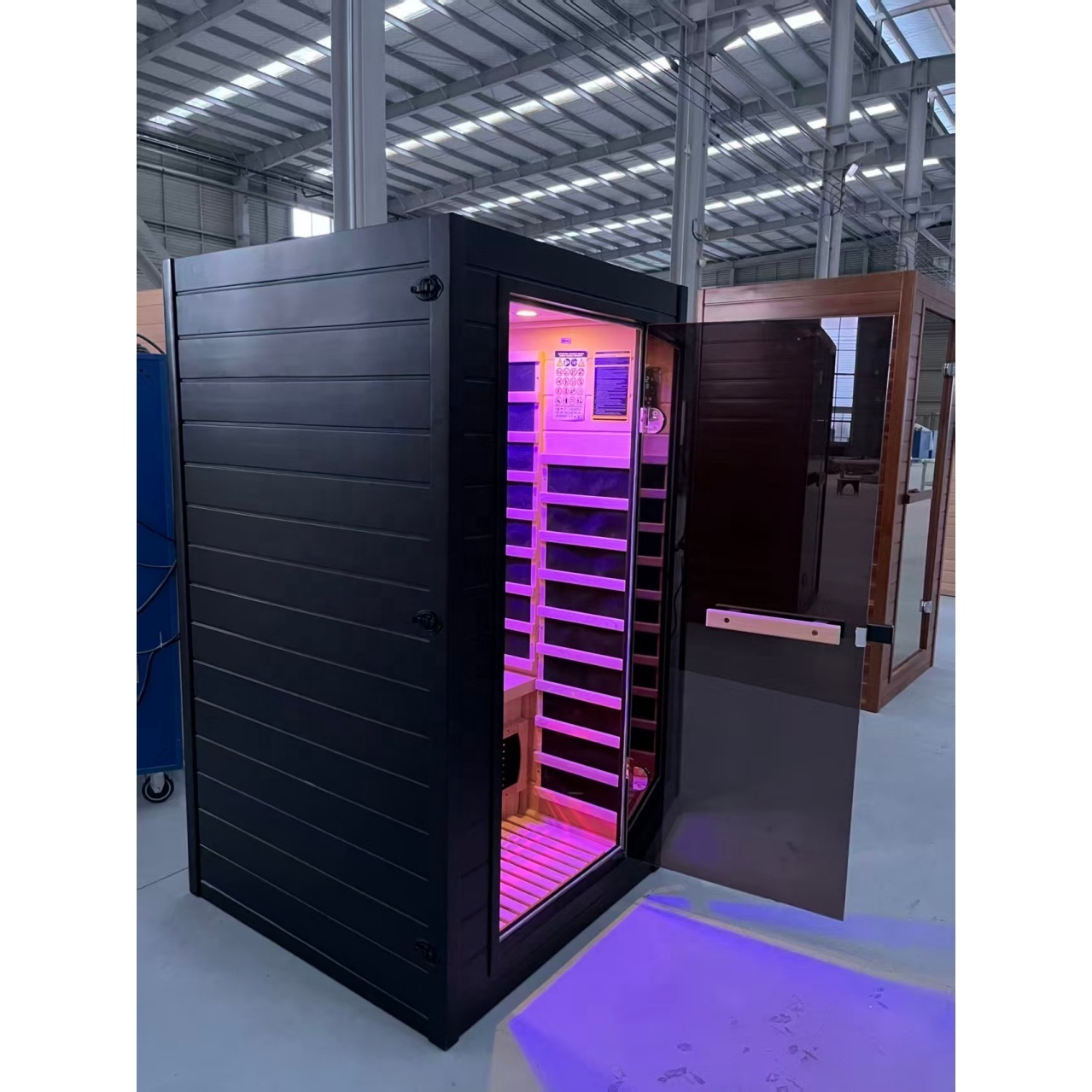 Black Single-Person Infrared Sauna Pod with Red Light Panel CSA-986 reference view 3