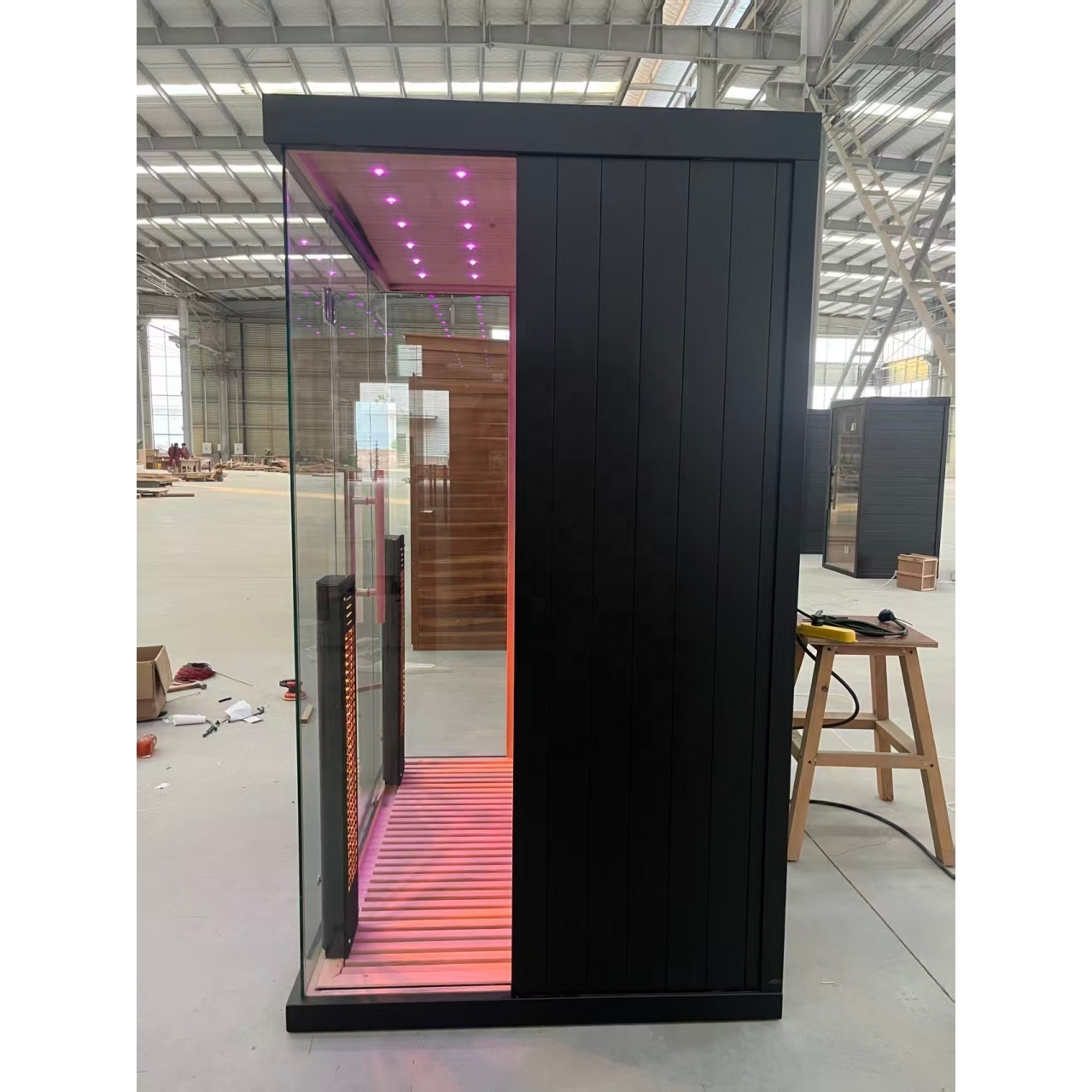 Black Single-Person Infrared Sauna Pod with Red Light Panel CSA-986 reference view 5