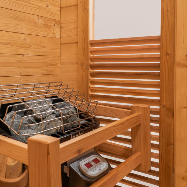 Black Timber Outdoor Sauna with Sloped Roof and Two-Level Bench CSA-987 reference view 5