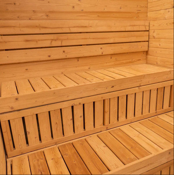 Black Timber Outdoor Sauna with Sloped Roof and Two-Level Bench CSA-987 reference view 6