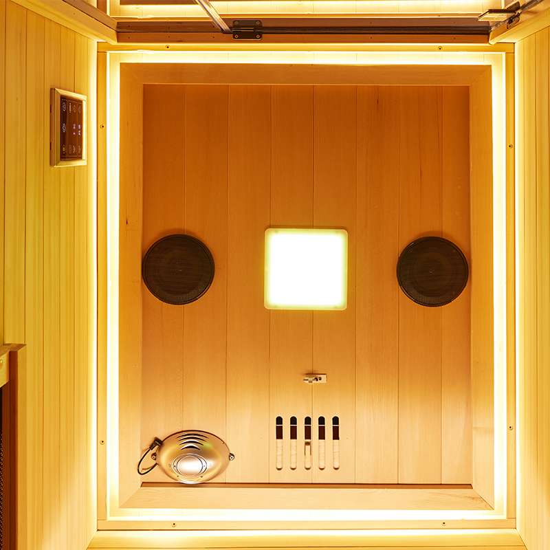 Single-Person Hemlock and Cedar Infrared Sauna with Light Therapy CSA-988 reference view 4