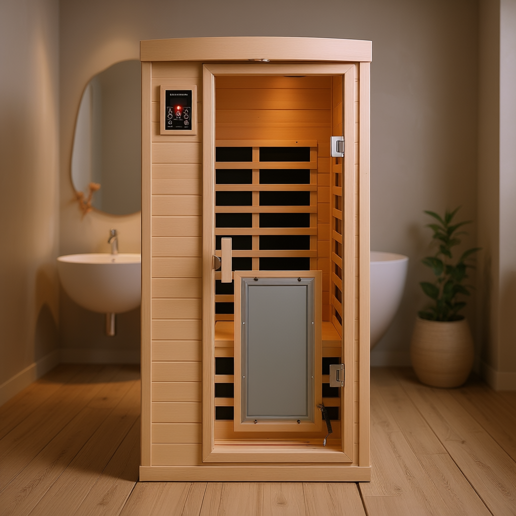 One-Person Hemlock Infrared Sauna with Lower-Leg Heating CSA-990 reference view 2