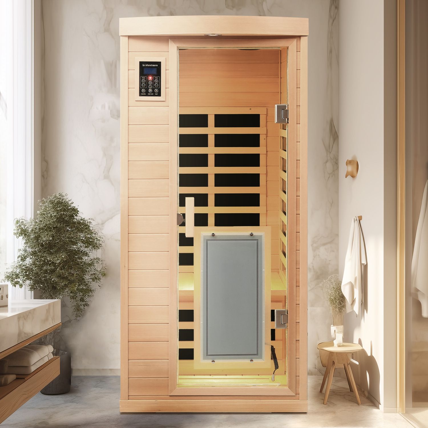 One-Person Hemlock Infrared Sauna with Lower-Leg Heating CSA-990 reference view 3