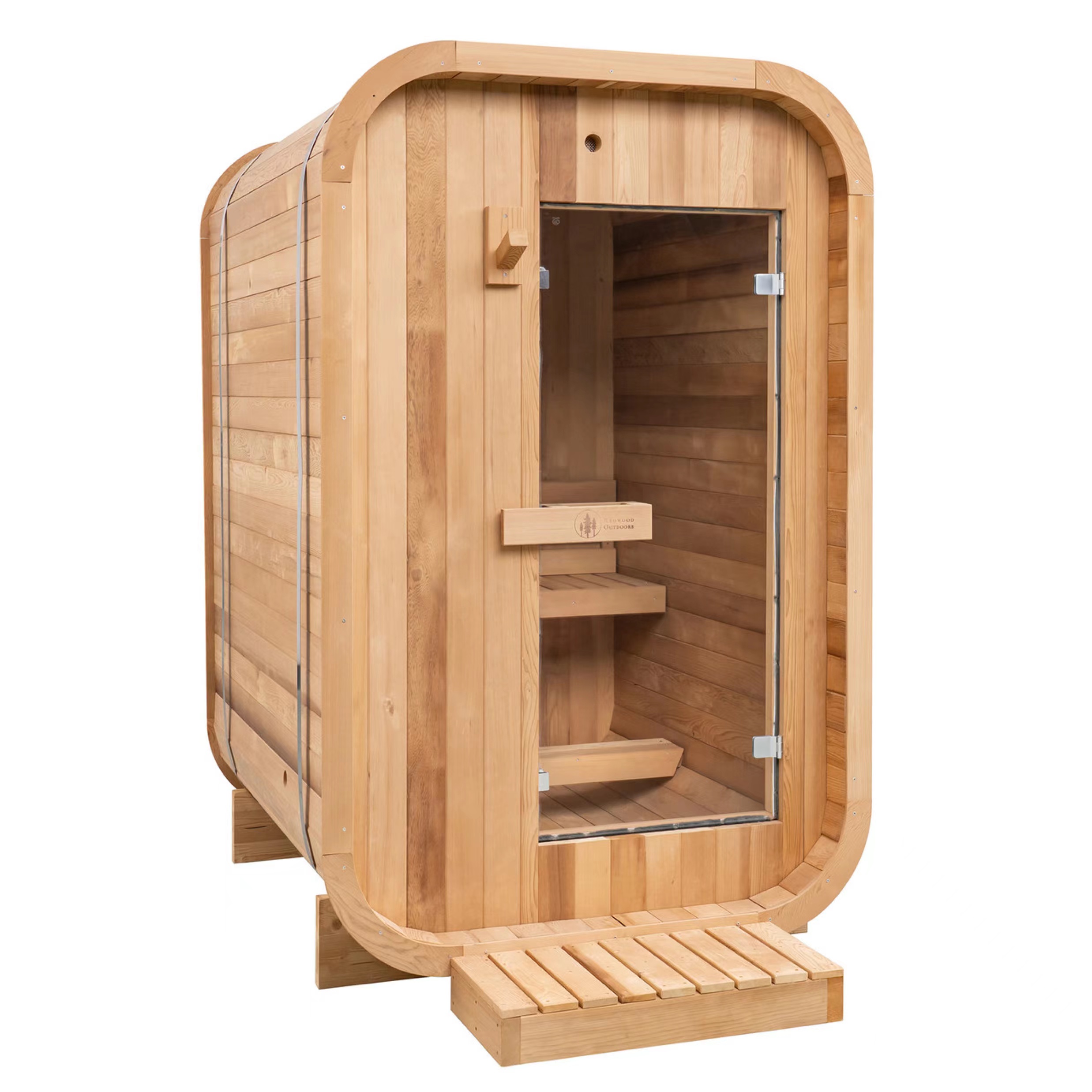 Single-Person Cedar Outdoor Sauna Pod with Rounded Corners product image