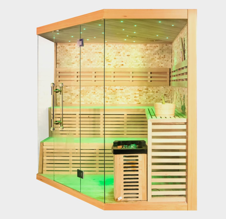 Six-Person Corner Sauna with Salt-Wall Backlighting CSA-992 reference view 2