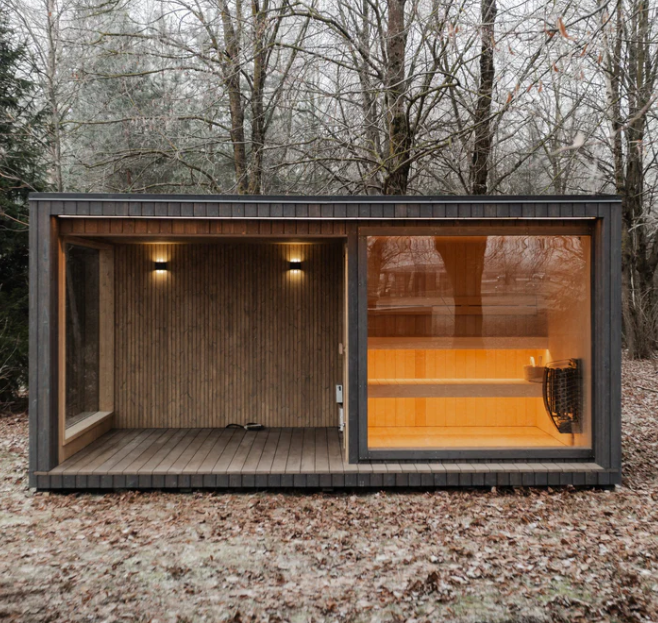 Outdoor Sauna and Cold Plunge Pavilion with Panoramic Glass CSA-993 reference view 2