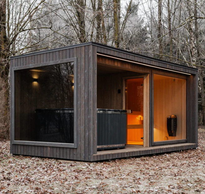 Outdoor Sauna and Cold Plunge Pavilion with Panoramic Glass CSA-993 reference view 3